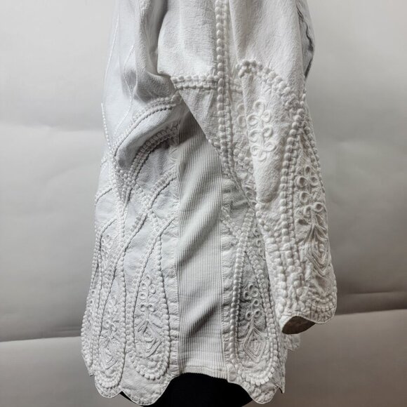 Gretty Zueger White Embroidered Button Down Top Size S - Picture 10 of 16